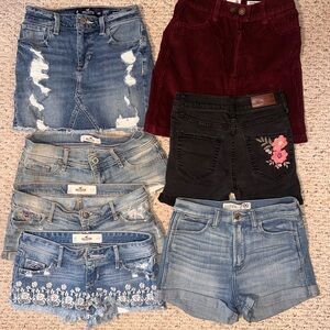 Hollister + Abercrombie & Fitch Jean Shorts/Skirts Collection - Blue, Black, Red